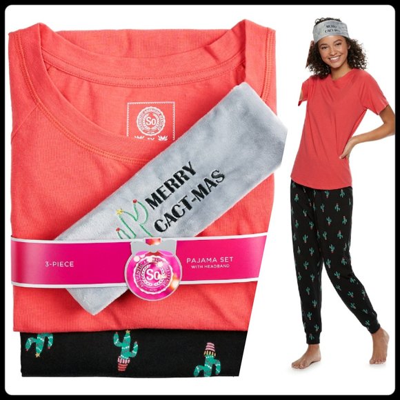 SO Soft & Cozy 3-pc Pajama Set with Headband NWT - Picture 1 of 6